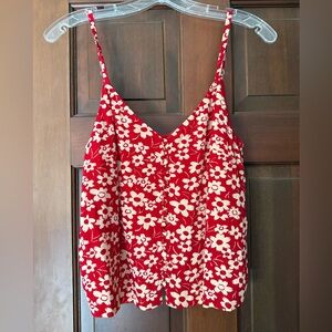 Madewell Red and White Floral Top